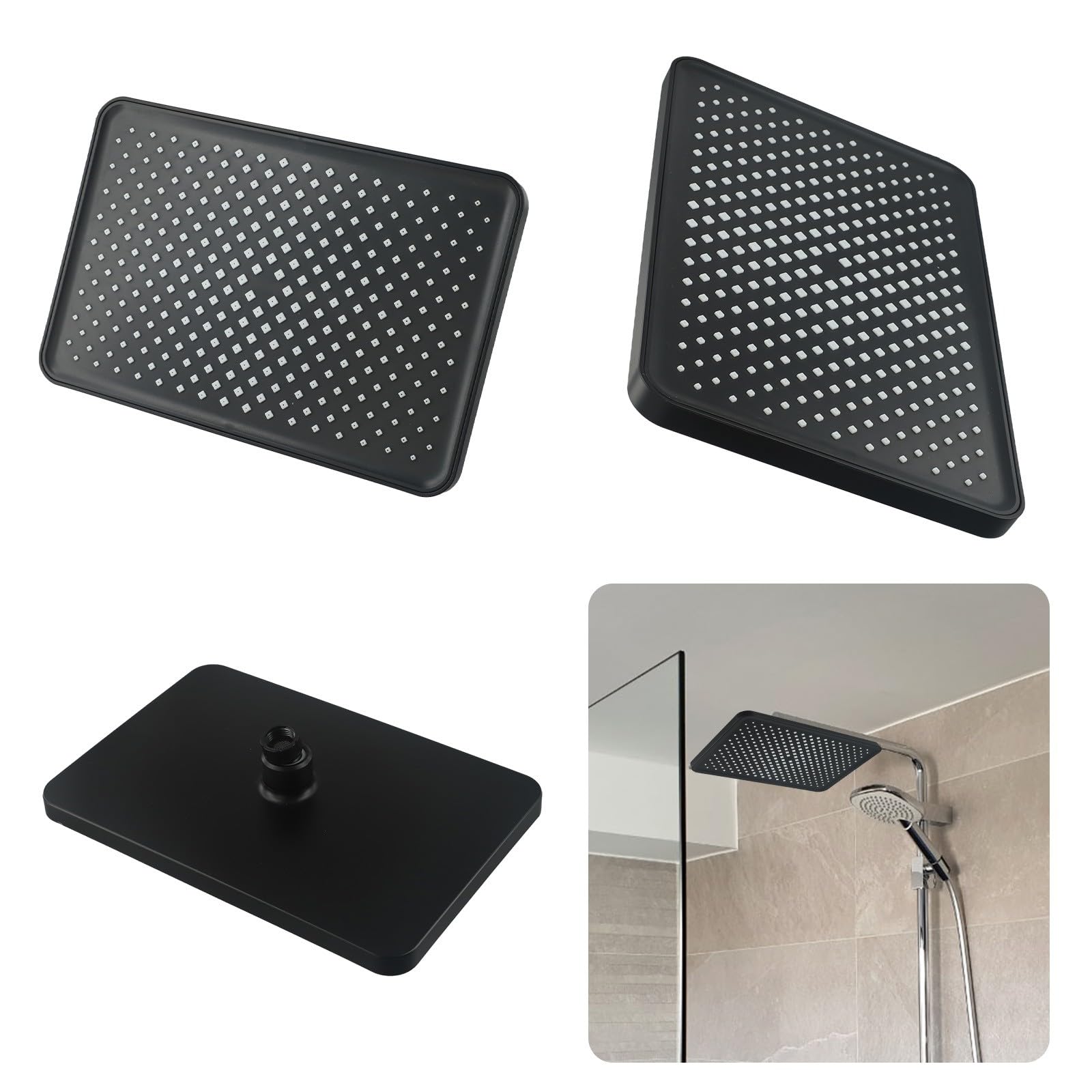 Große 300mm Deckenmontage Regenbrause Hochdruck Duschkopf mit Supercharge Jet ABS Kunststoff Schwarz