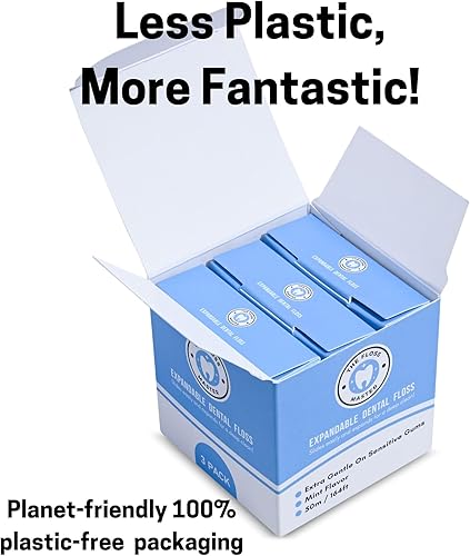 Miniatura 3 de Paquete de 3 unidades de hilo dental expandible I Dispensador sin plástico I 164 pies por paquete I Gentle Glide para una limpieza eficaz I Sabor