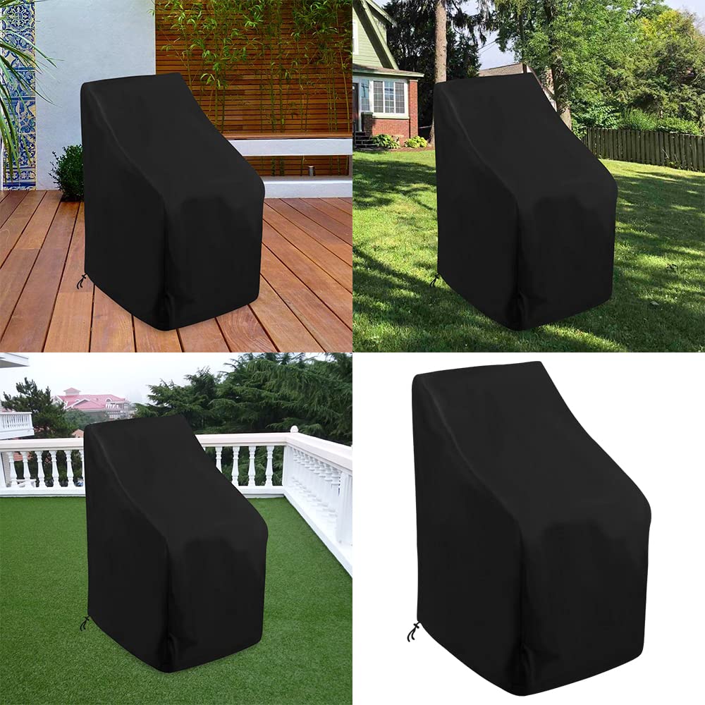 COOSOO High Back Stackable Chair Cover Patio Waterproof Chair Storage Bag Outdoor Furniture Cover Lounge Deep Seat Protection With Windproof Elastic