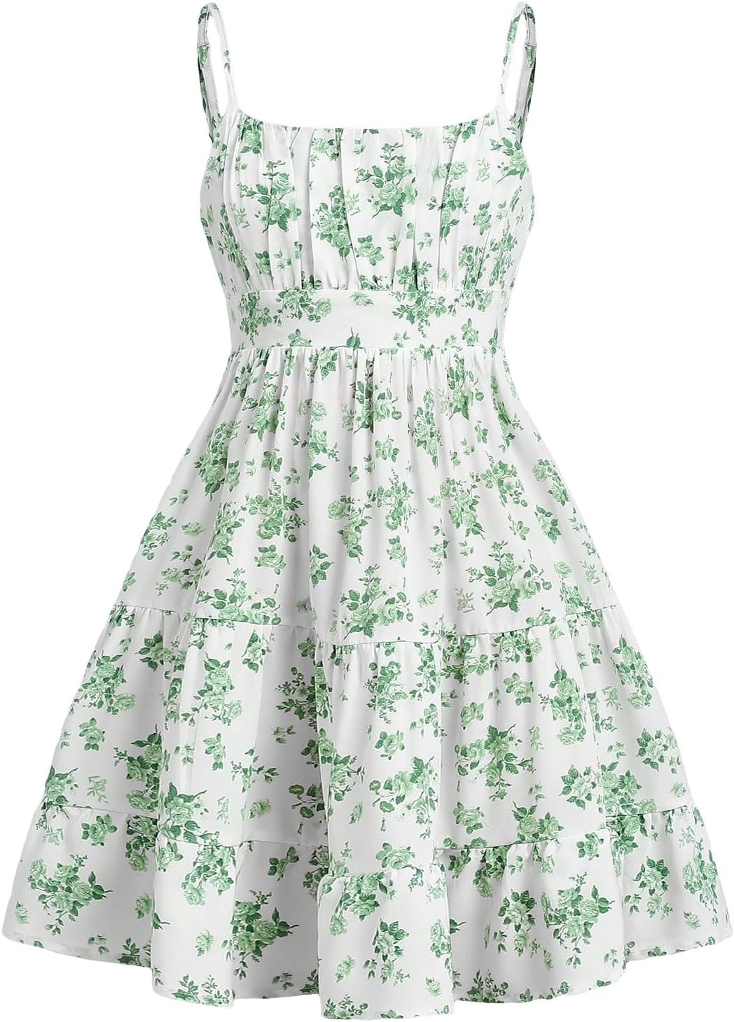 Floerns Girl's Floral Print Sleeveless Ruched Ruffle Hem A Line Cami Short Dress