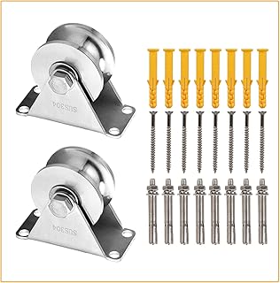4.8 Inch 2 Pcs Groove Wheel Pulley 304 Stainless Steel Pulley Block Super Silent Single Pulley Block, V Type Rope Pulley for for Pulley System Gym Equipment (with Expansion Screw)