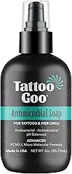 Tattoo Goo Sabonete De Limpeza Profunda, Cuidados Posteriores Desinfetantes Para Tatuagens E Piercings - Azeite Hidratante, Sem Álcool E Sem Fragrâncias - 3 Onças