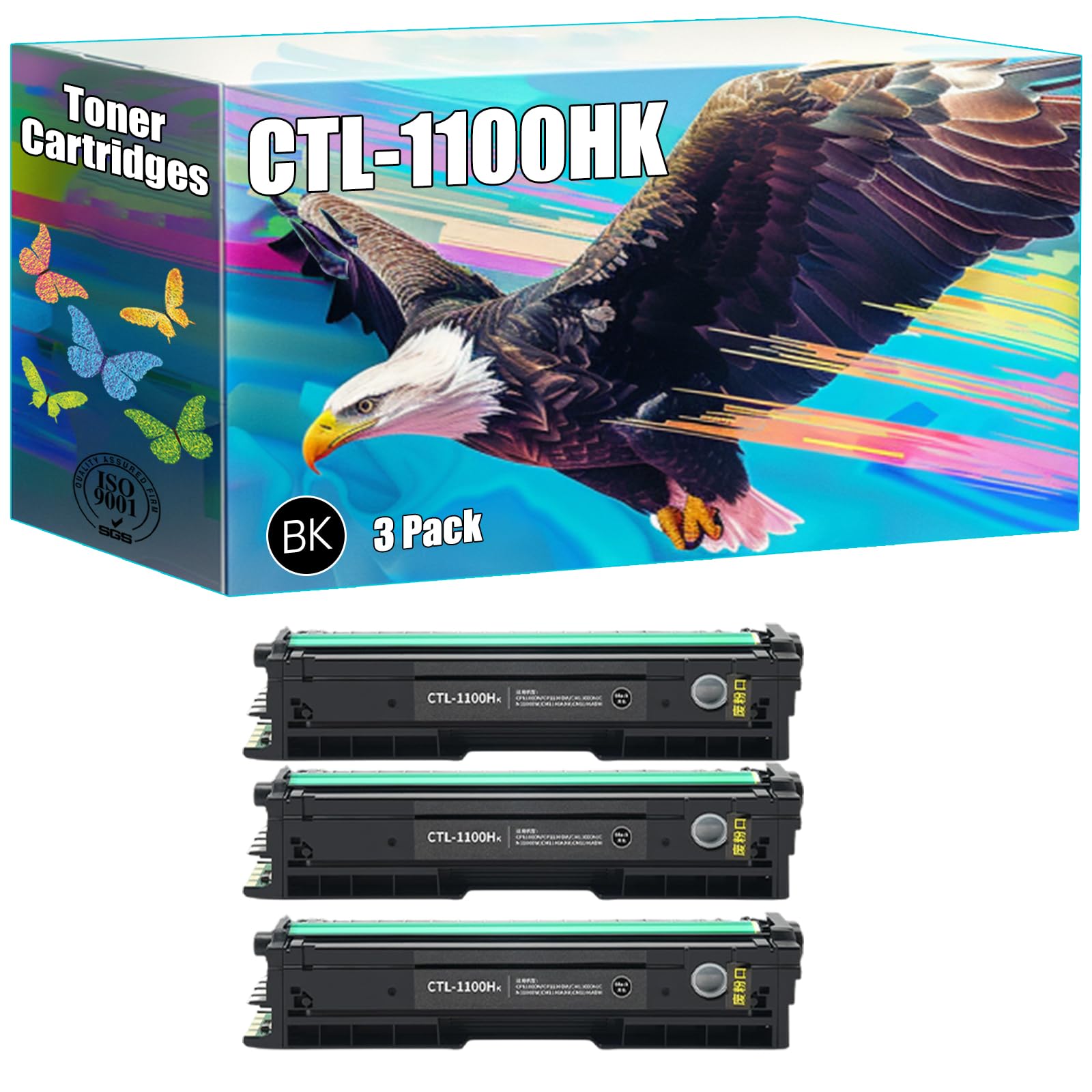 CTL-1100HK Toner Cartridges Compatible for Pantum CP1100 CP1100DW CM1100DN CM1100DW CM1100ADN CM1100ADW Printers, High Yield 3000 Pages, Bright Colors Clear Printing (3 Pack Black)