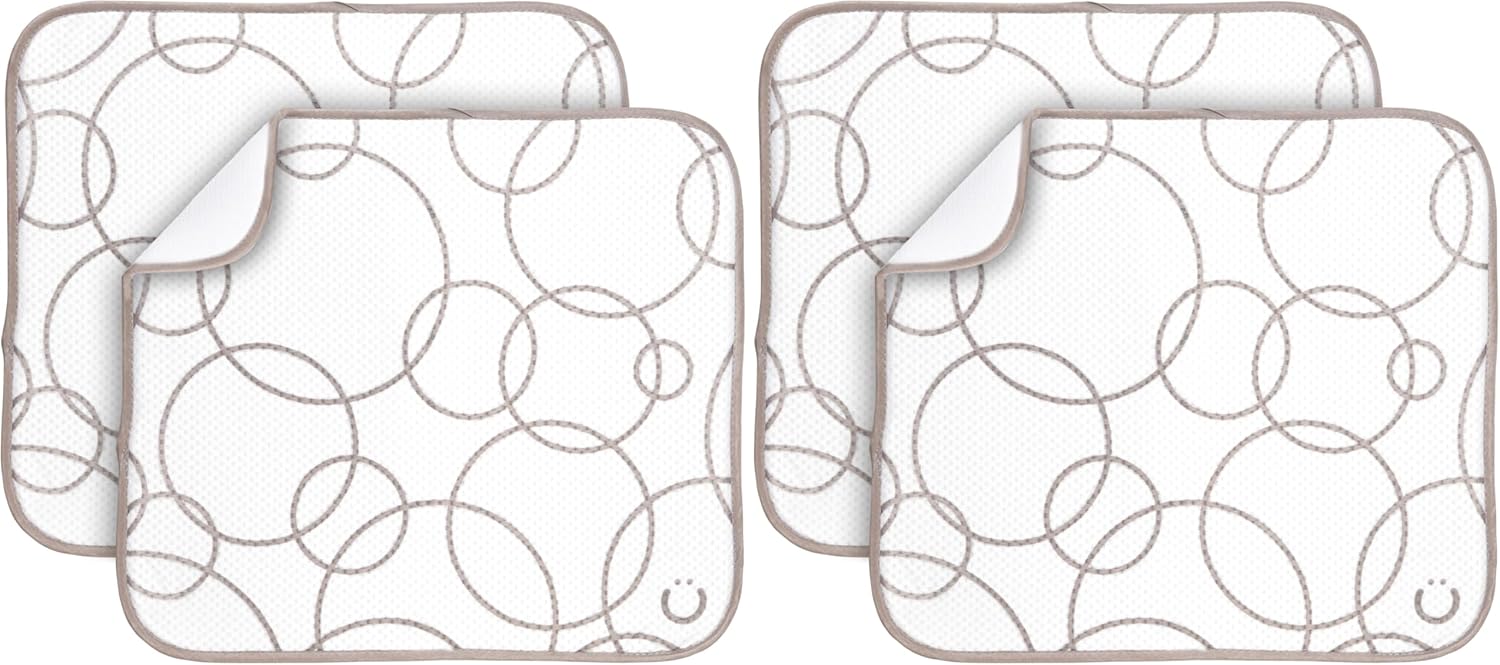 Ubbi Taupe Microfiber Dish Drying Mat, Baby Bottle Drying Mat, Kitchen Counter Dish Mat, Pack of 4