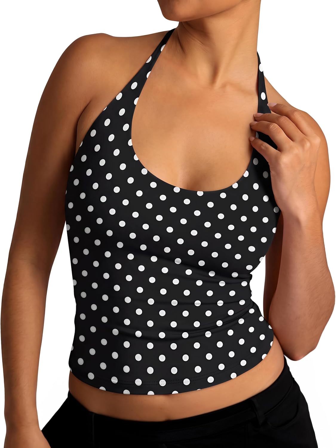  Womens Halter Tank Tops Backless Y2K Going Out 2026 Summer Outfits | Double Lined Material Tie Scoop Neck No Bra Sexy Slim Fit Basics Trendy Beach Sleeveless Tight Shirts