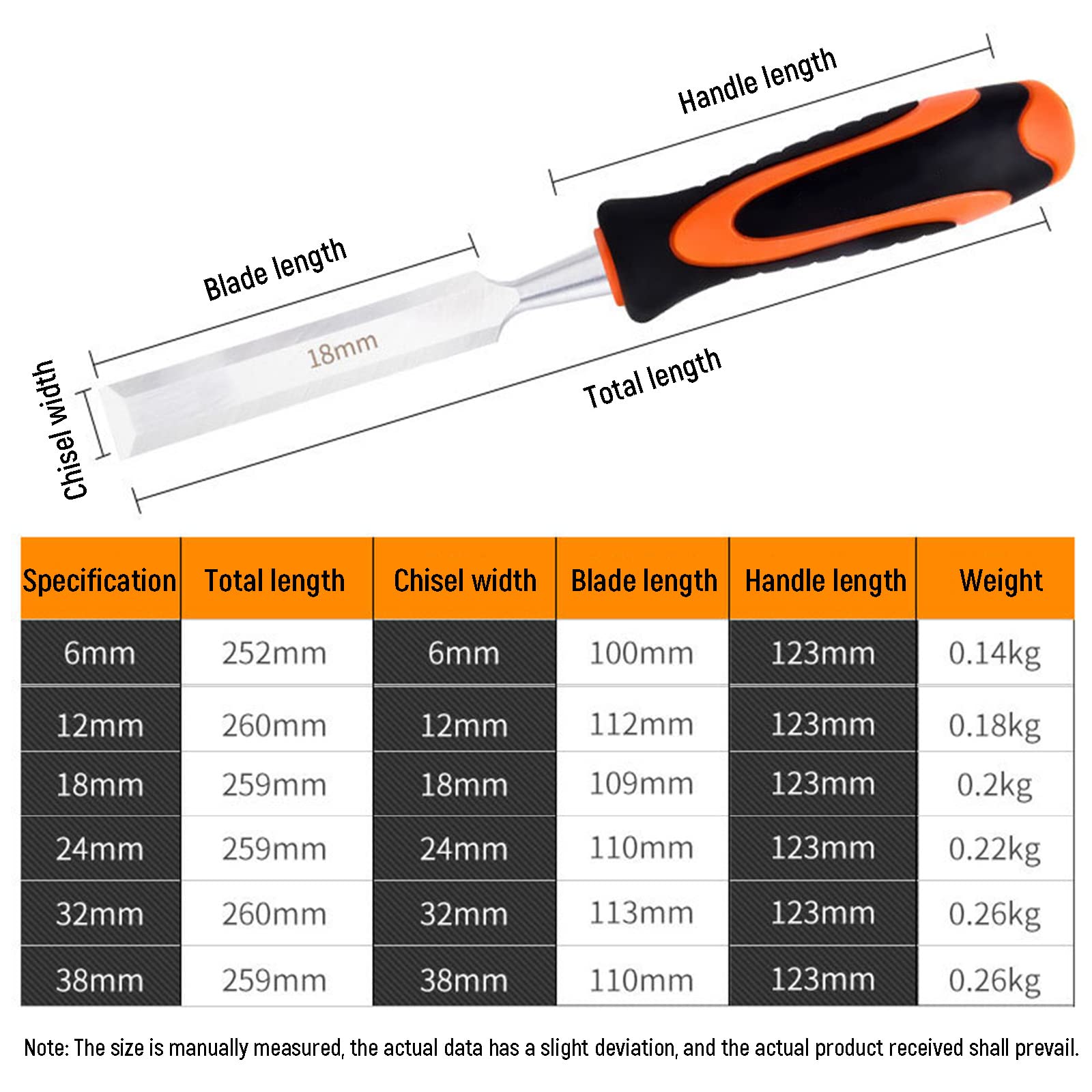 Formones Para Madera, Juego De 6 Escoplos(6,12,18,24,32,38mm), Cincel Para Madera De Acero Cromo-Vanadio, Madera Juego De Gubias Escultóricas Para Manualidades Carpintería Para Principiantes