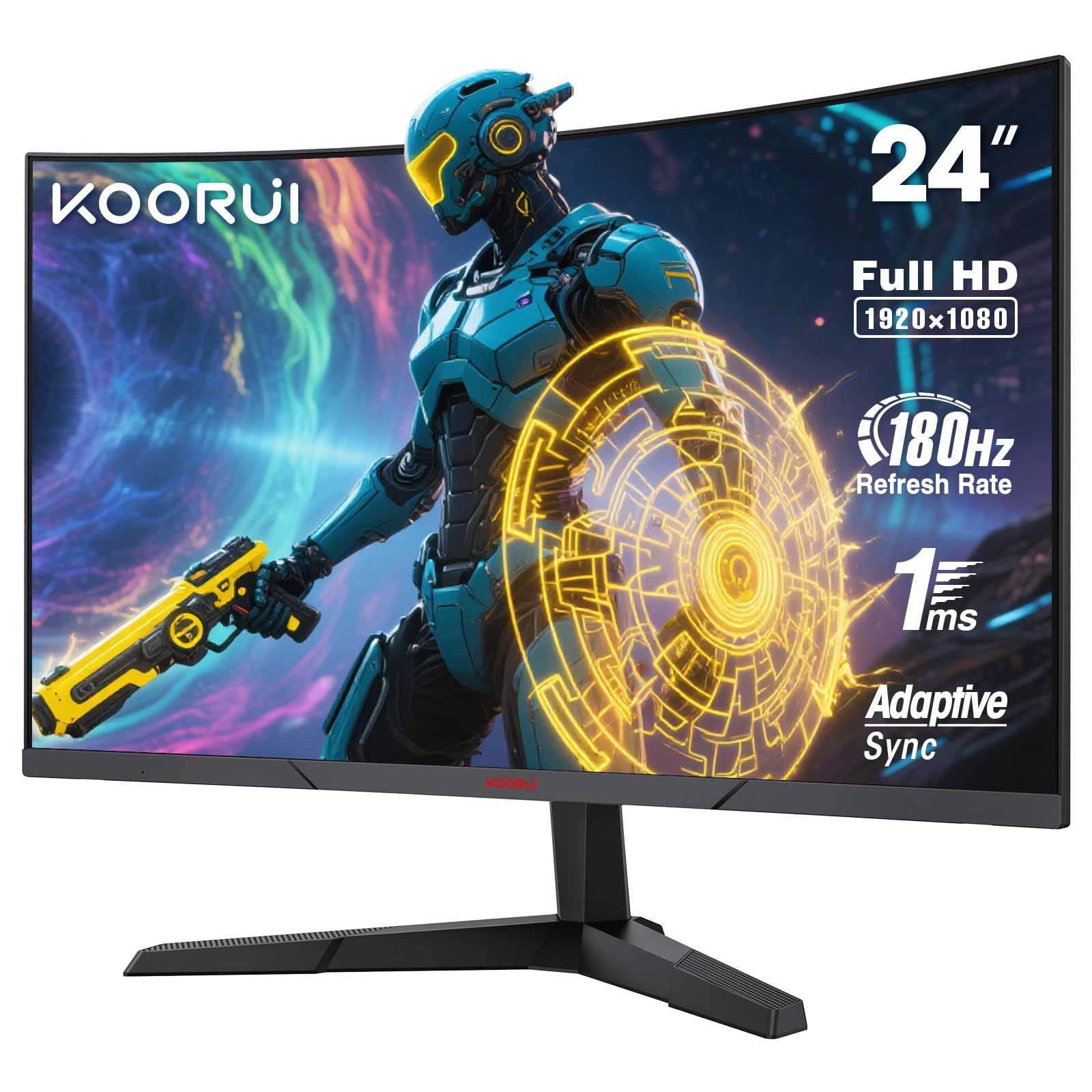 Amazon.com: KOORUI 24 Inch Curved Gaming Monitor, 180Hz 1ms,FHD