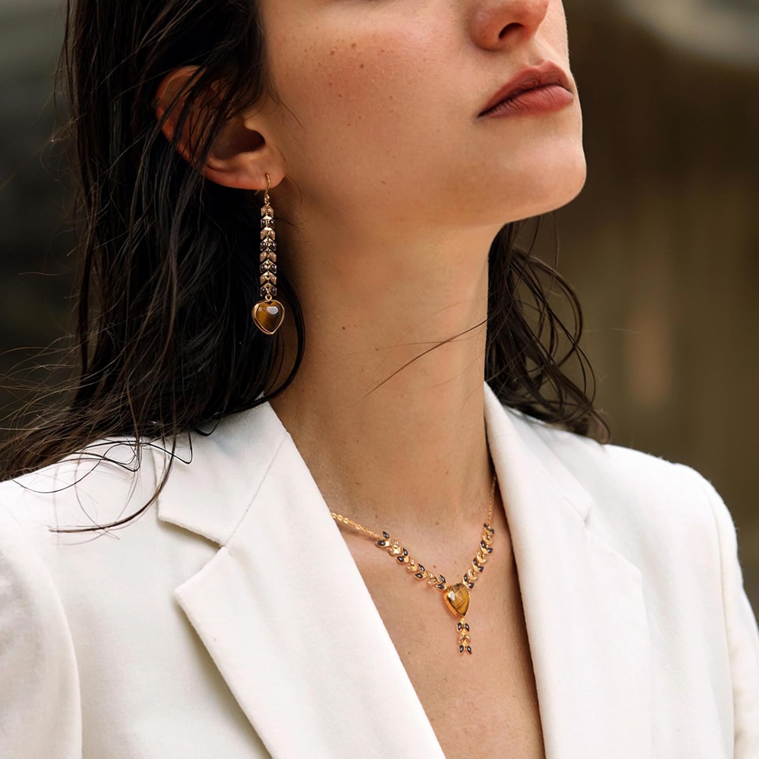 Wrangler Gold Western Y Necklace for Women Statement 14K Country Natural Stone Cowgirl Boho Jewelry - Image 3