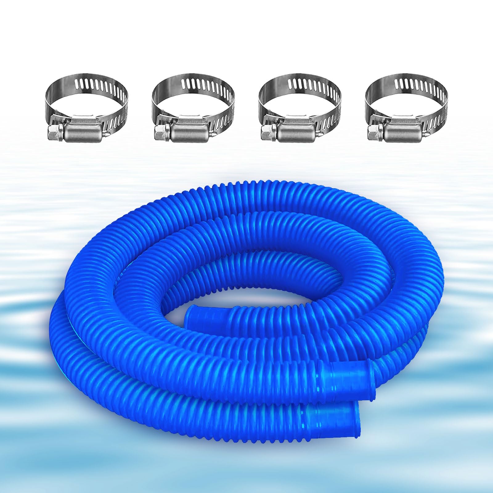 Photo 1 of 1-1/4-Inch Replacement Pool Hoses for Intex Coleman Bestways Above Ground Pools,1.25" Diameter Pool Hose Compatible with Intex Pump Models #607/#637 (Blue- 2 Pack)