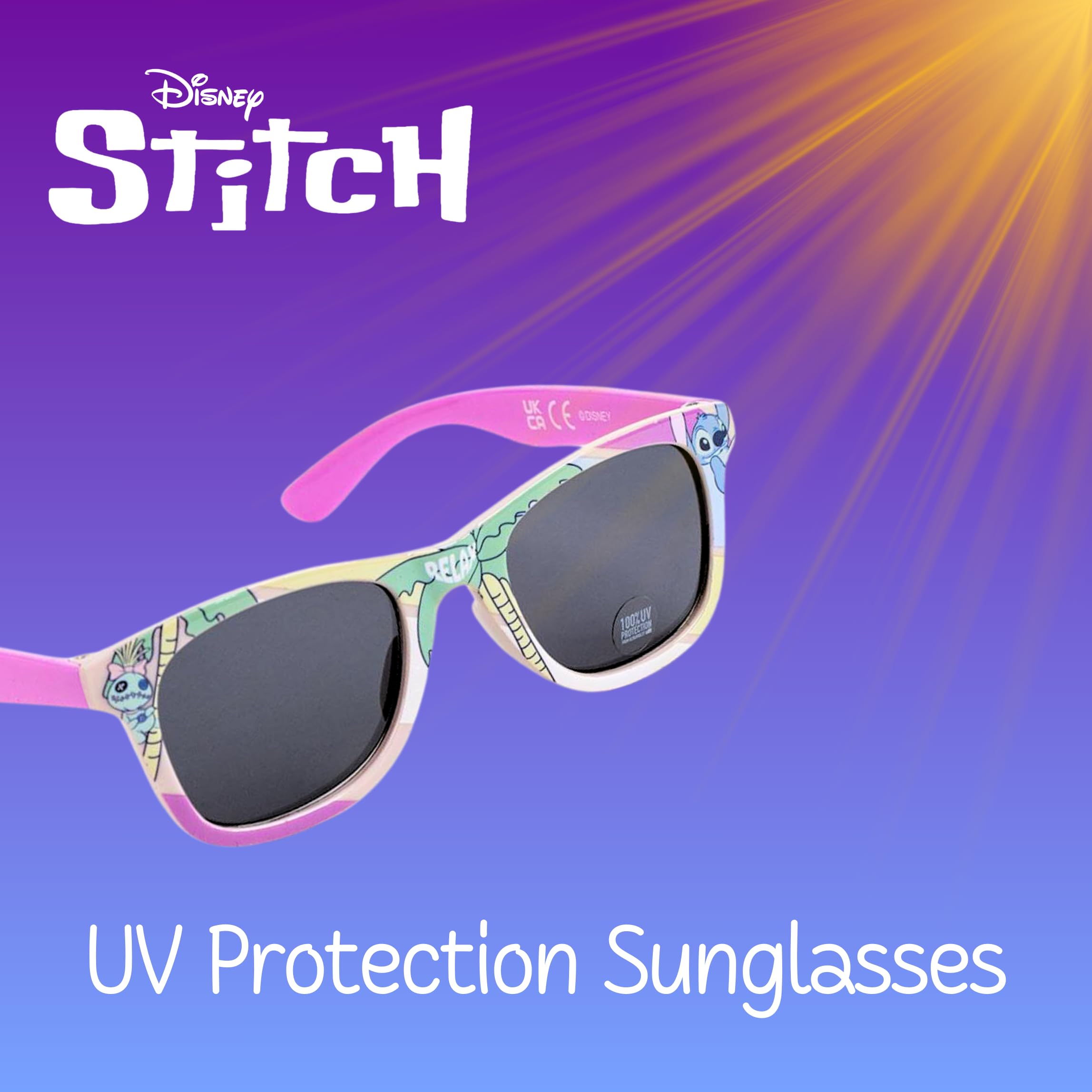 Disney Stitch Gorra y Gafas de Sol para Niñas, Gafas de Sol Protección UV, Gorra de Verano, Gorro de Beisbol Infantil