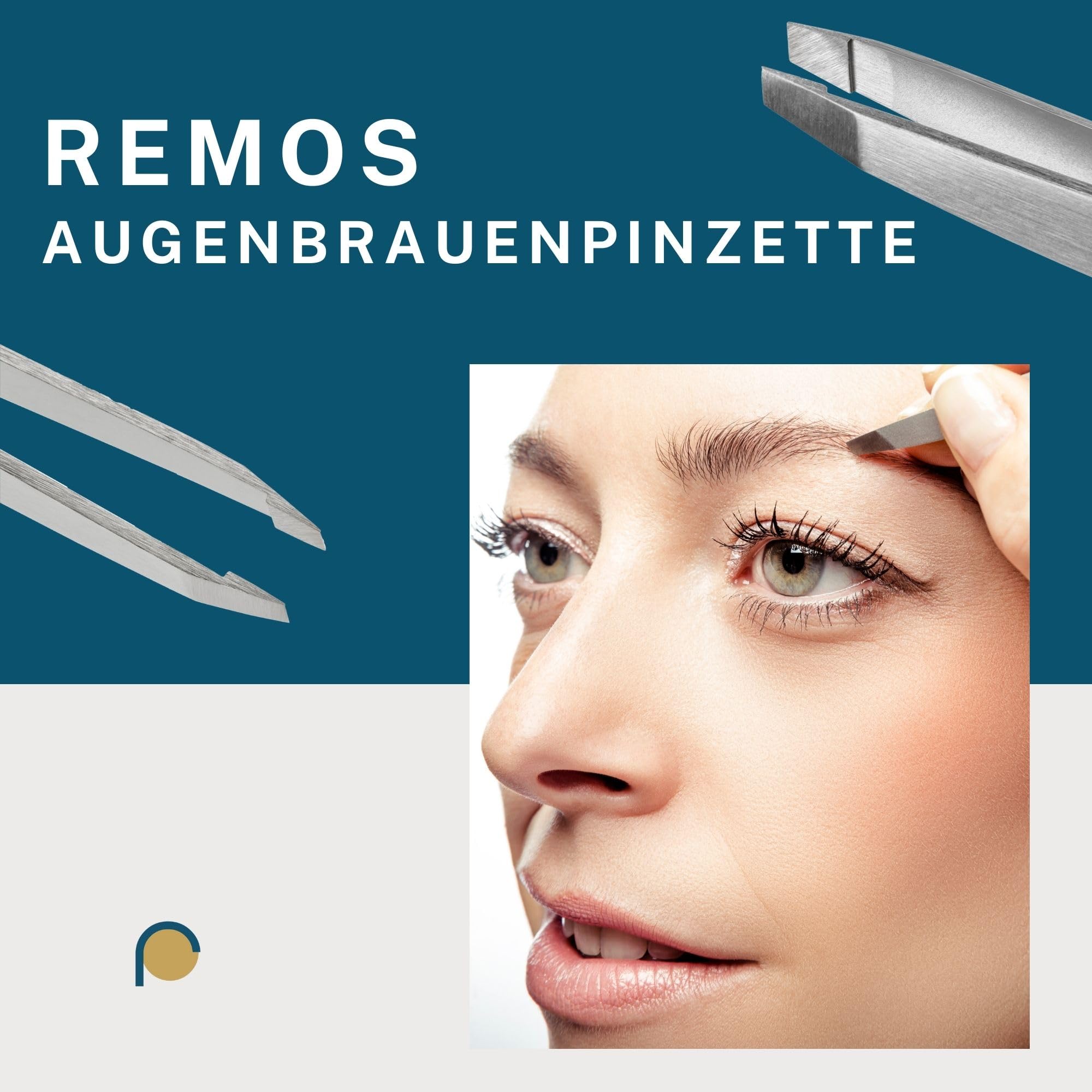REMOS Pinzetten Set 3-teilig mit Augenbrauen-, Splitter-& Kombipinzette in Rot