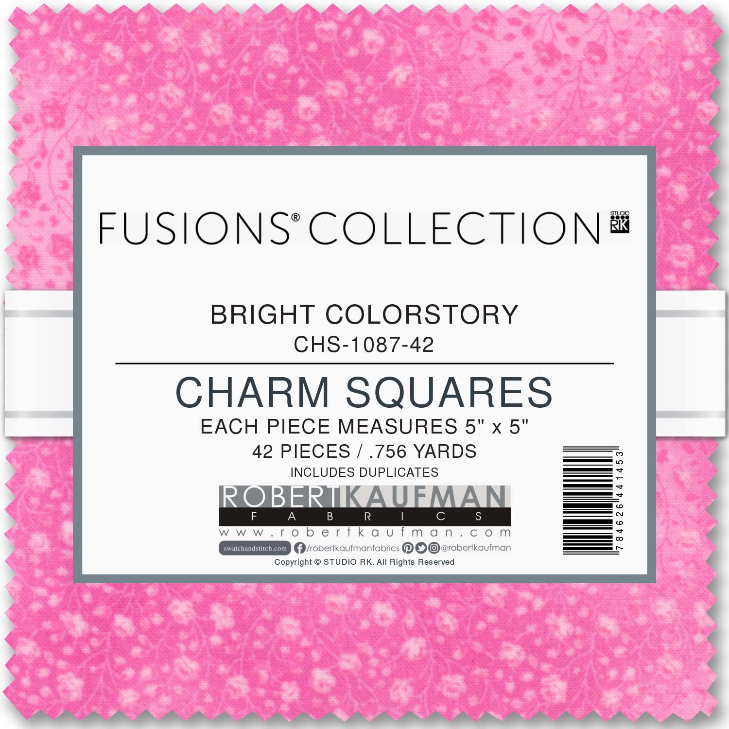 Fusions Bright Charm Square 42 5-inch Squares Charm Pack Robert Kaufman Fabrics CHS-1087-42