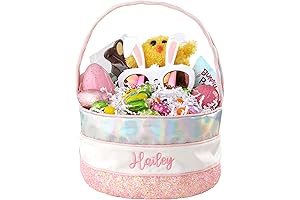 Personalized Embroidered Easter Basket with Handle for Special Celebrations