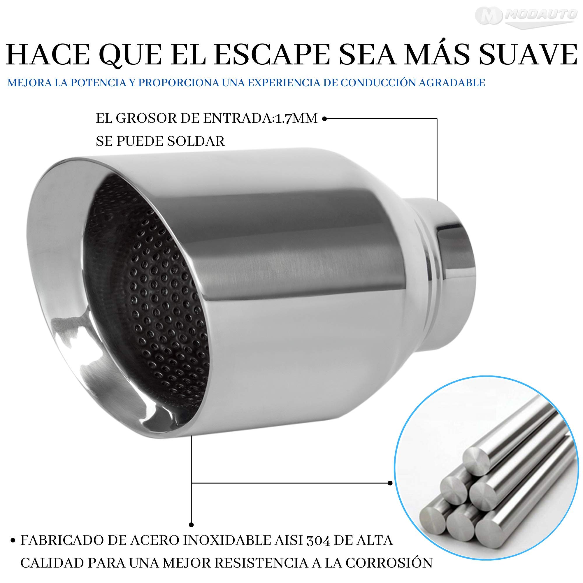 MODAUTO Cola de Escape, Terminales de Escape, Casquillo de Acero Inoxidable, Escape Universal de Coche, Modelo F226