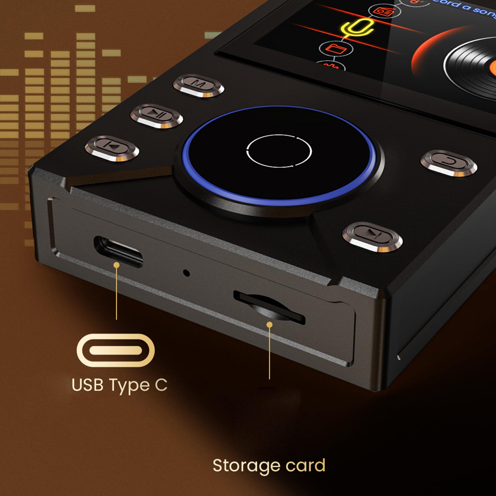 Lettore Musicale HiFi Lossless con Bluetooth, Schermo TFT da 2,4", Controllo Volume Tramite Rotella ALPS, Lettore MP3 HiFi Portatile, 16 GB Interni e 256 GB Espandibili (BLACK)