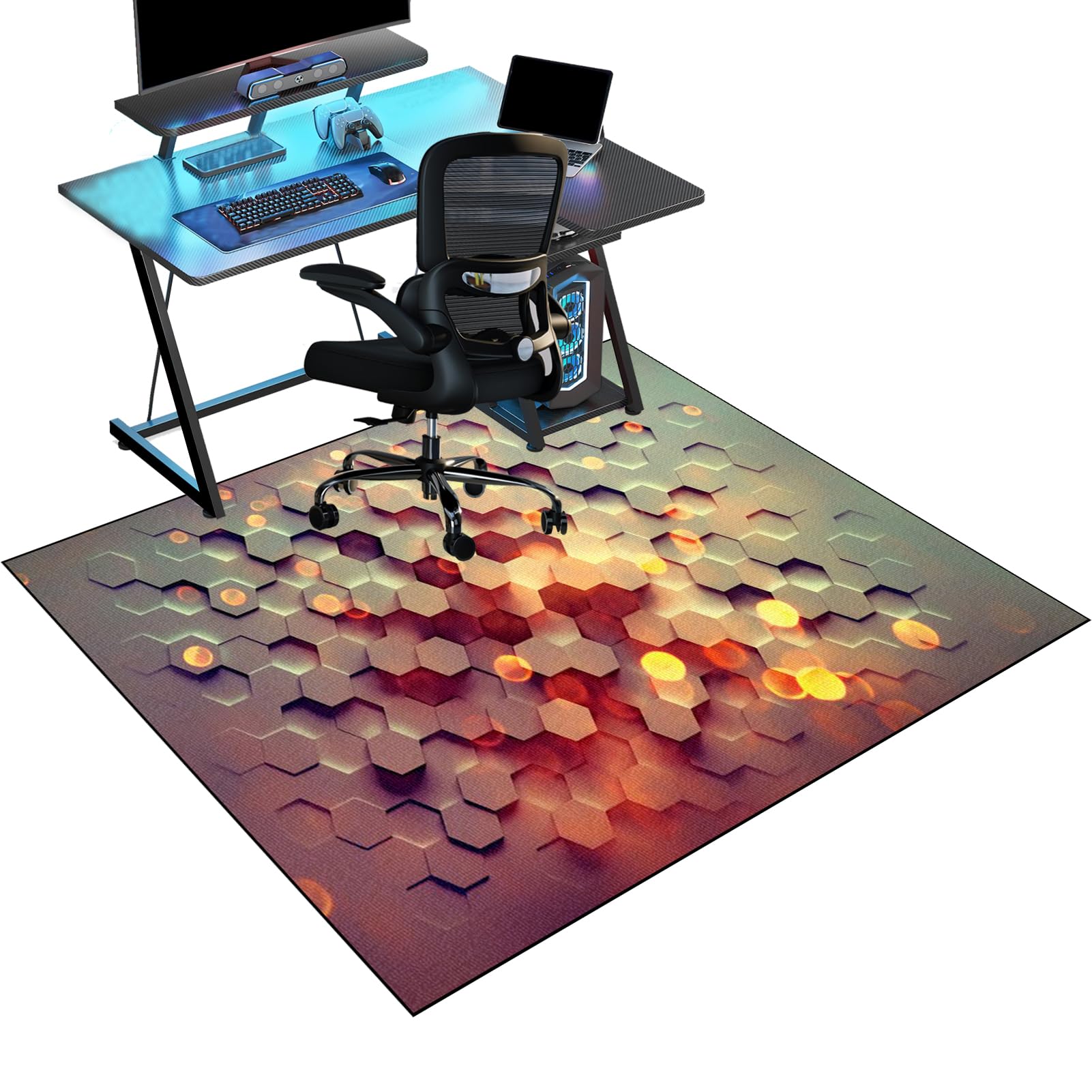 Gaming Chair Mat for Hardwood Floor Non-Slip Floor Protection Mat 100 x 140 cm Office Chair Mat for Carpets Anti-Slip Floor Protector Mat Computer Desk Chair Mat for Gaming Room Home Office Decor