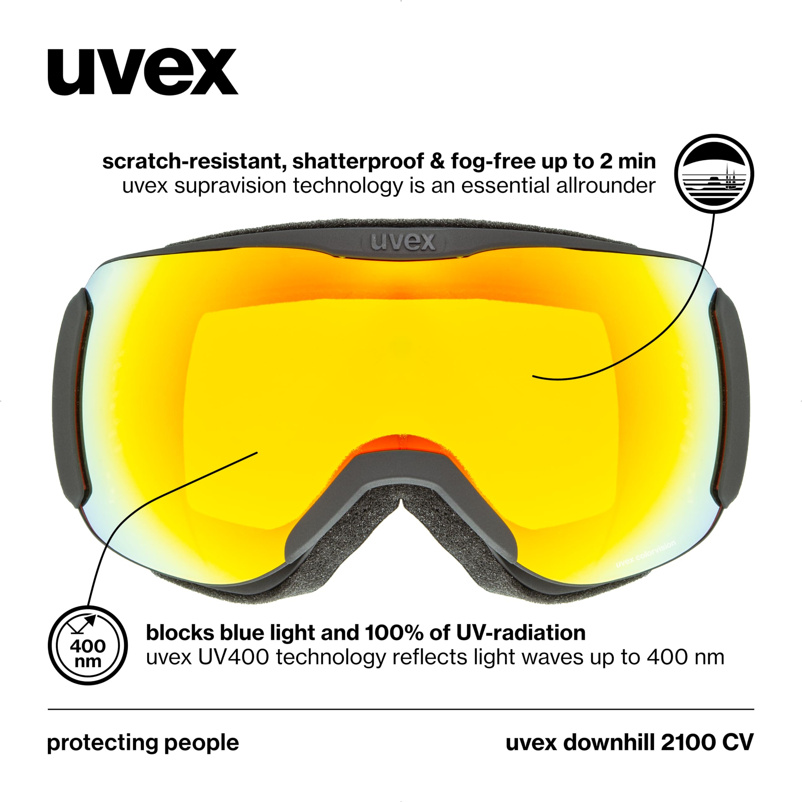 Uvex Uvex Downhill 2100 CV maschera da sci Unisex - Adulto (Pacco da 1)