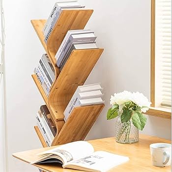 Amazon｜収納棚 8シェルフの木の形の本棚の竹の収納ラック本棚収納