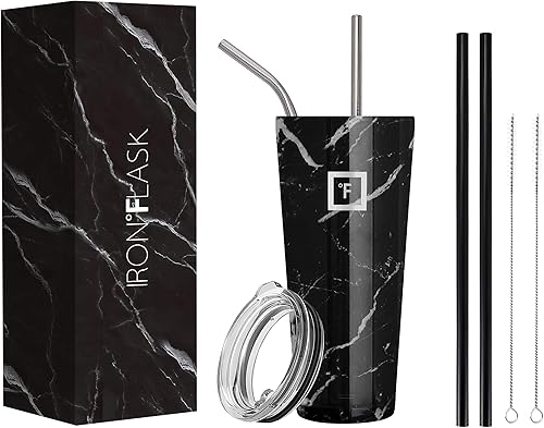 IRON FLASK Vaso clásico de 16, 24 o 32 onzas, acero inoxidable aislado al vacío, frío o caliente, moderno de doble pared, simple vaso térmico de