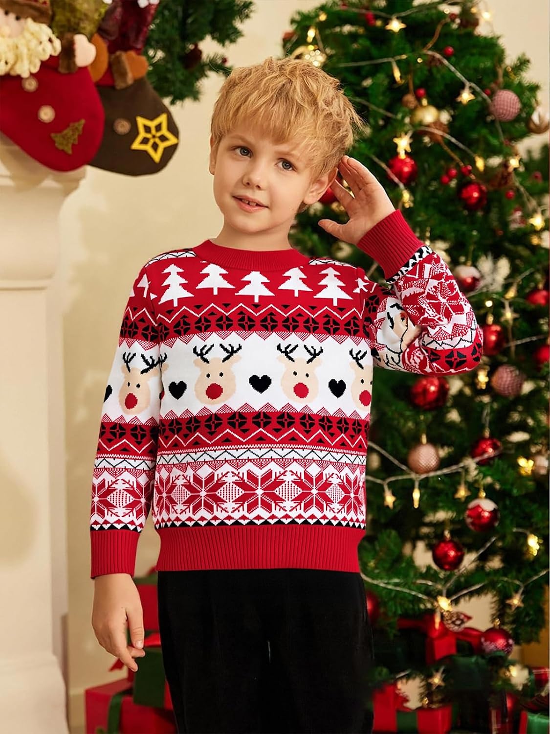 Kids Ugly Christmas Sweater Boy Girl Funny Xmas Outfits Toddler Reindeer Knit Clothes Holiday Pullover Tops 2-6 Years