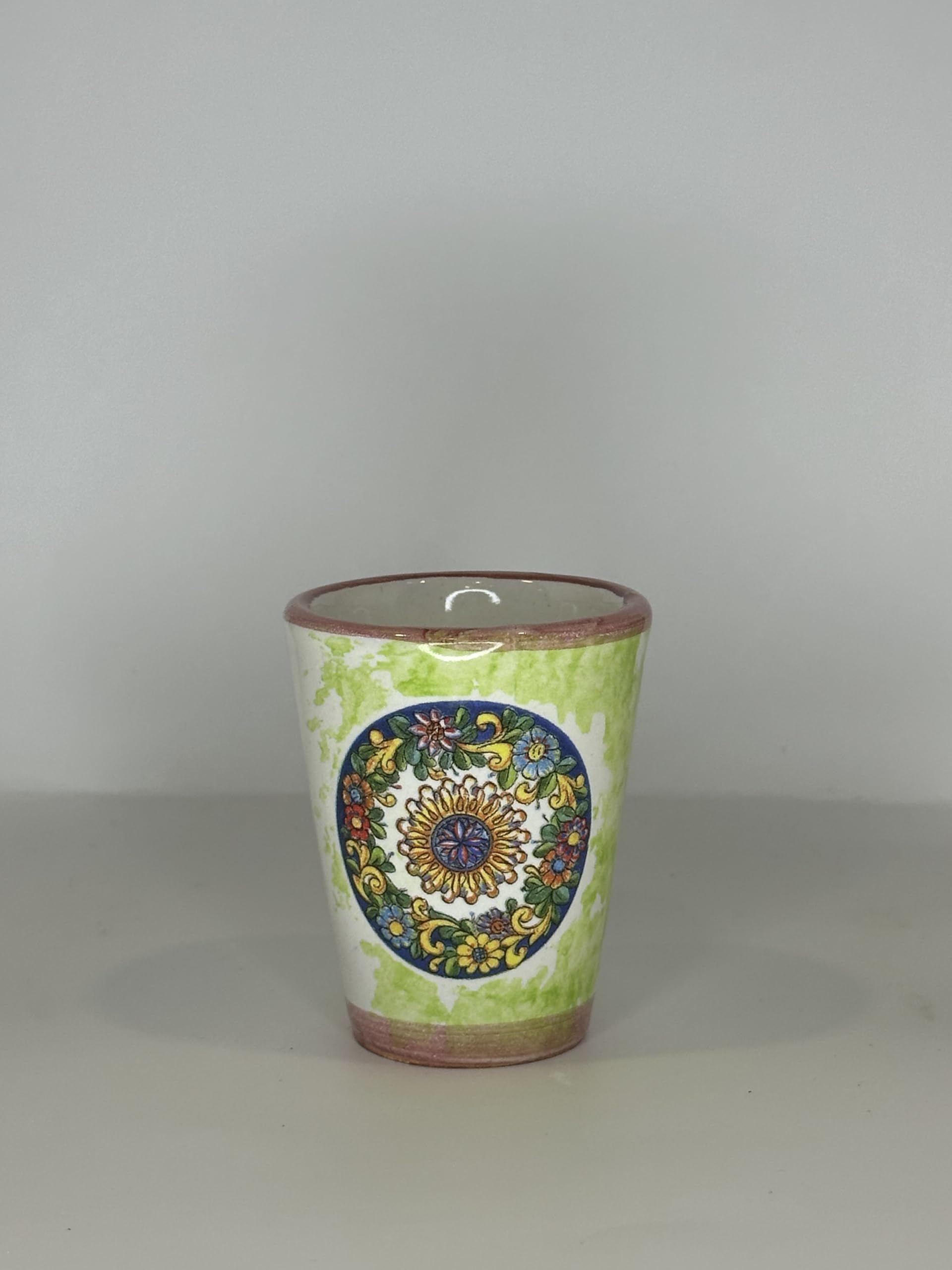 Generico Set de verres à liqueur en céramique artisanale italienne - Peints à la main - Idéal pour Limoncello, Amaro et Café - Décors faïence et citrons (6, majoliques)