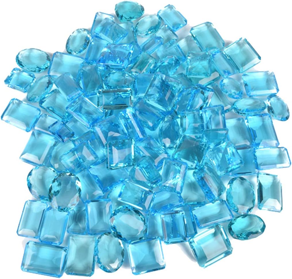 GEMHUB Wholesale Set of 4 Piece Approx 200 Ct Sparkling Swiss Blue Topaz Faceted Mix Cut Jewelry Making Loose Gemstones Beads