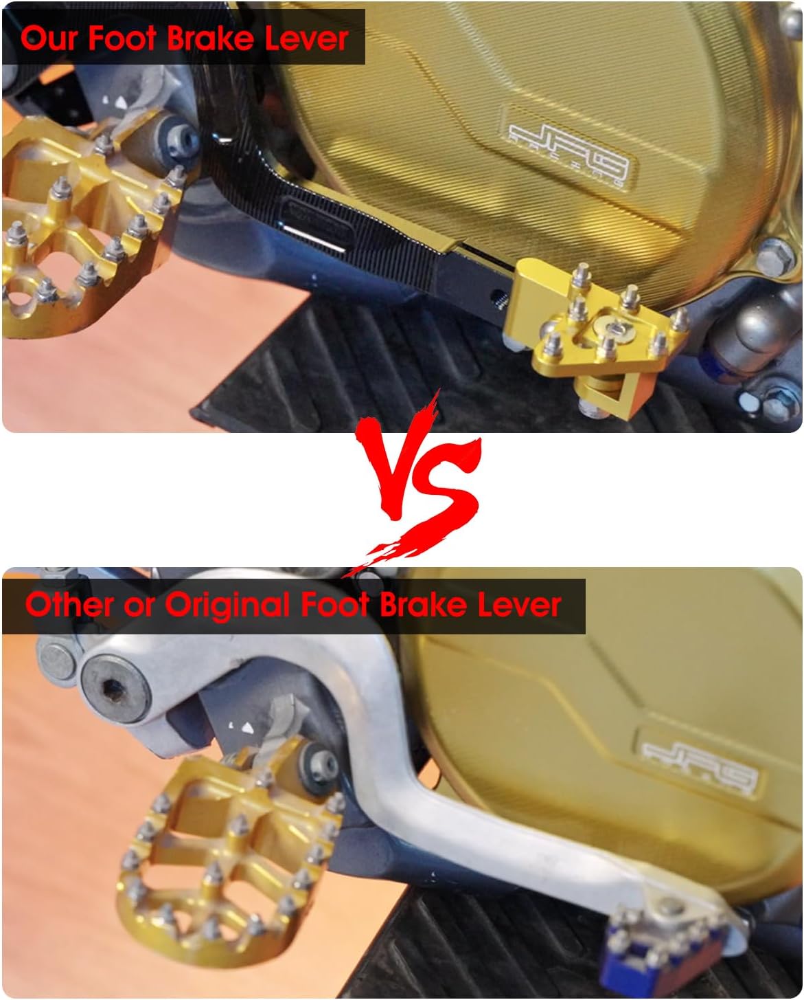 JFG RACING Dirt Bike Rear Brake Foot Pedal,CNC Aluminum Motorcycle Foot Lever for DRZ400SM 2005-2024/DRZ400 2000-2004/DRZ400S 2000-2024/DRZ400E 2000-2007-Gold
