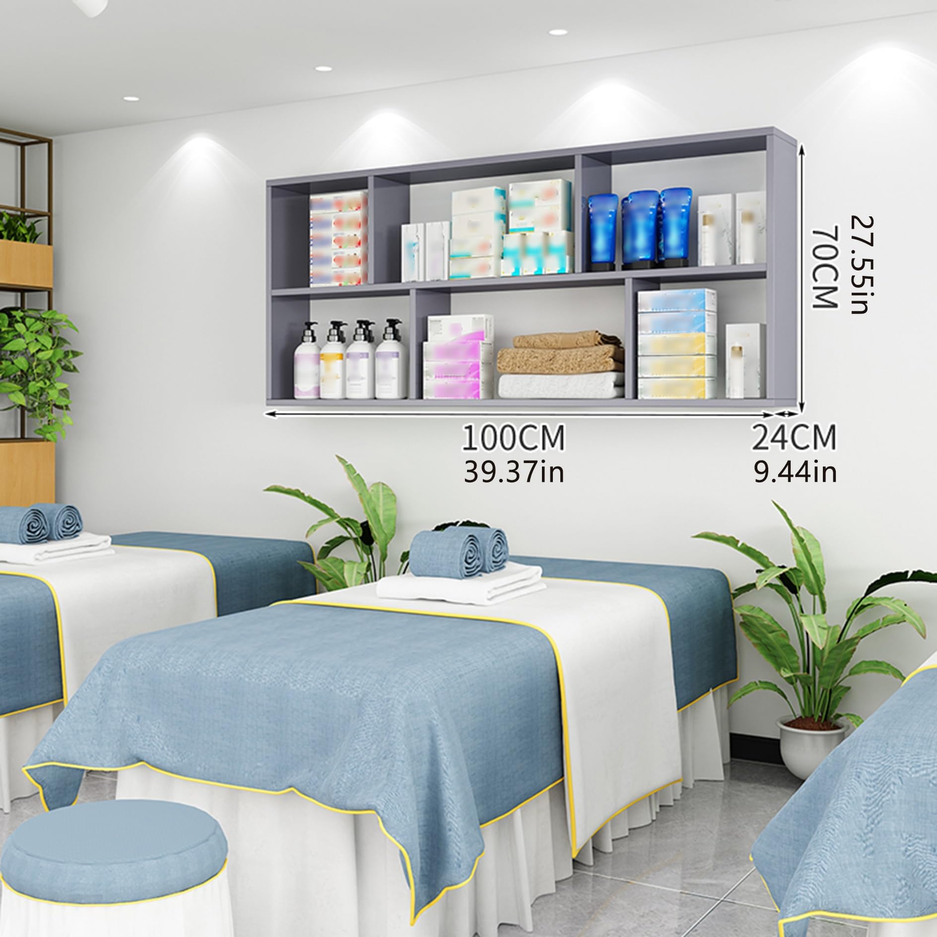 Armario de almacenamiento montado en la pared, estantes flotantes, organizador para barberías y spas de belleza, estante versátil para sala de estar, dormitorio y cocina