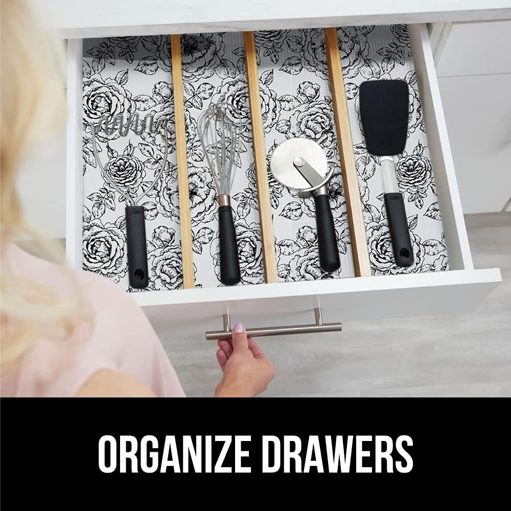 Gorilla Grip Smooth Surfaced Top Slip Resistant Drawer and Shelf Liner, Non Adhesive Water Resistant Roll, Plastic Liners for Kitchen Cabinet Shelves Drawers and Desk, 12 Inch x 20 FT, Vintage Rose -