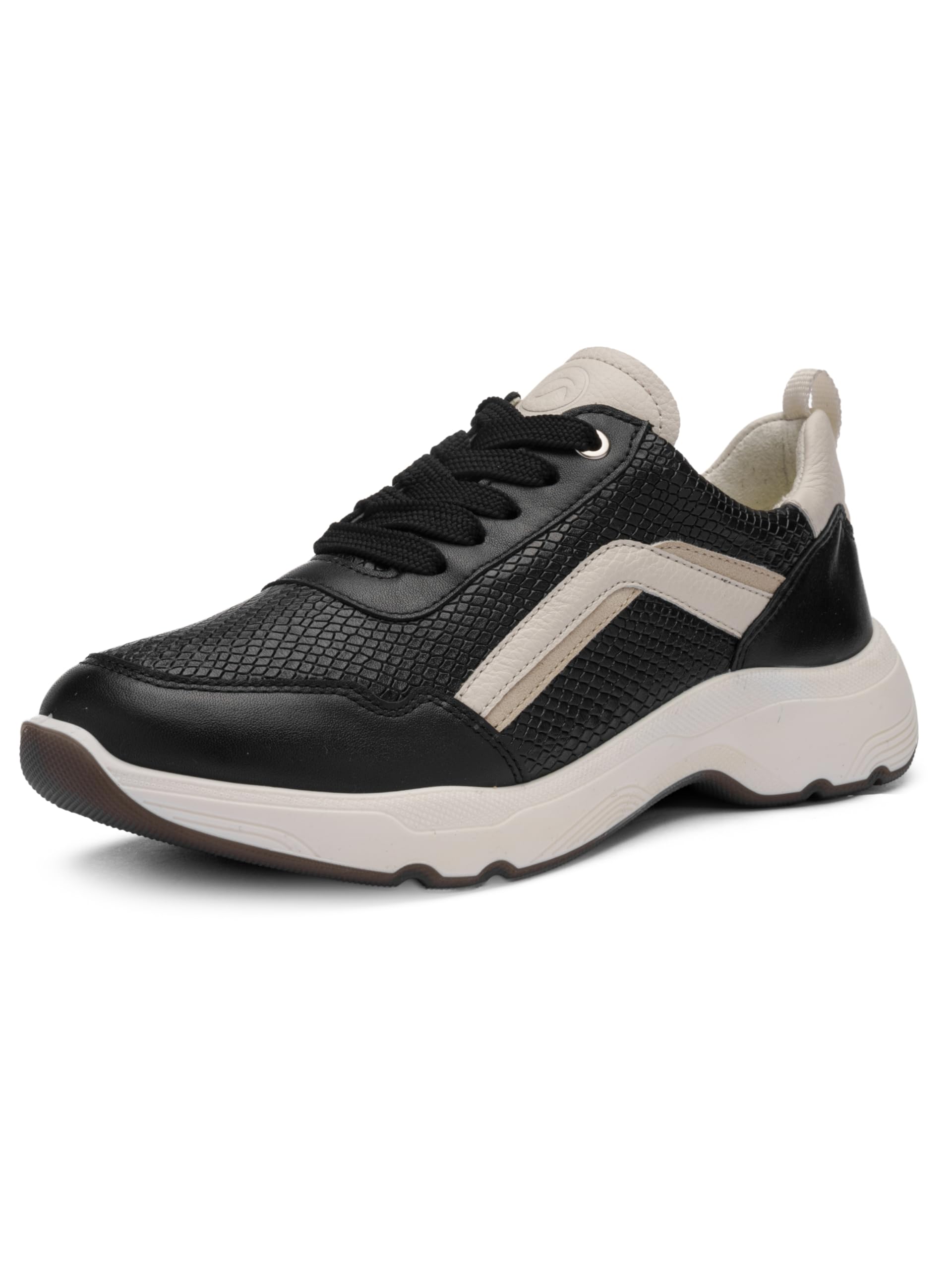 ARA Women Boston Sneaker, Black Cream Shell, 36 EU Weit