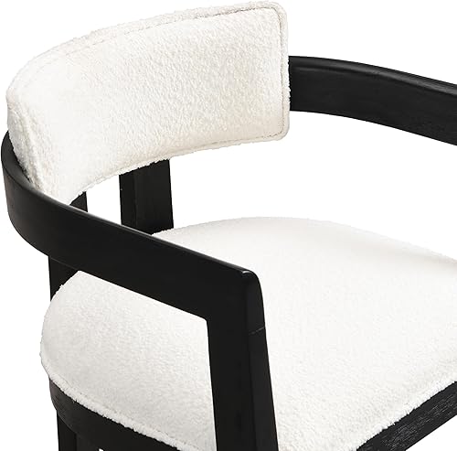 Miniatura 9 de Christopher Knight Home Falcon Boucle - Juego de 2 sillas de comedor tapizadas de tela, modernos sillones de comedor de madera, respaldo curvado,