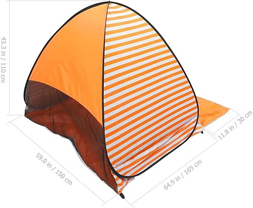 Miniatura 9 de Quick Opening Camping Tent with Striped Pattern UPF Sun Protection Travel Shelter for Persons Lightweight Pop-up Tent for Beach Picnic Outdoor Hiking