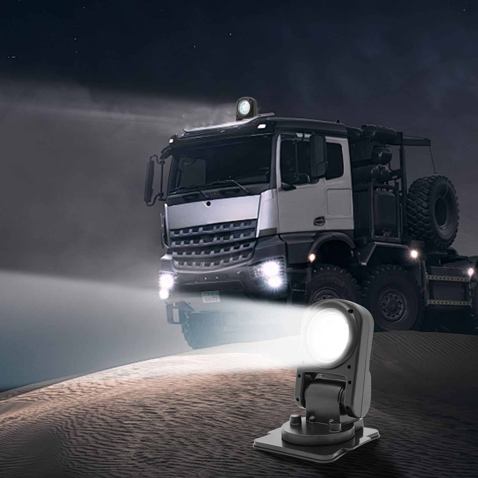 Faro de trabajo LED de 12 V, foco exterior giratorio 360°, con mando a distancia para coche, excavadora, remolque, tractores, camiones, todoterrenos, todoterrenos