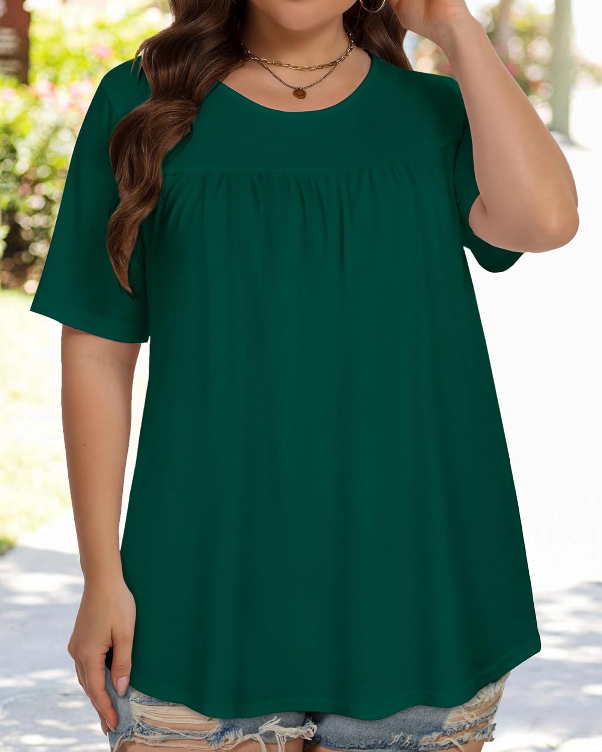 JOELLYUS Womens Plus Size Tops Short Sleeve Summer Tunic Casual Loose Fit Crewneck Shirts Blouse - Image 6