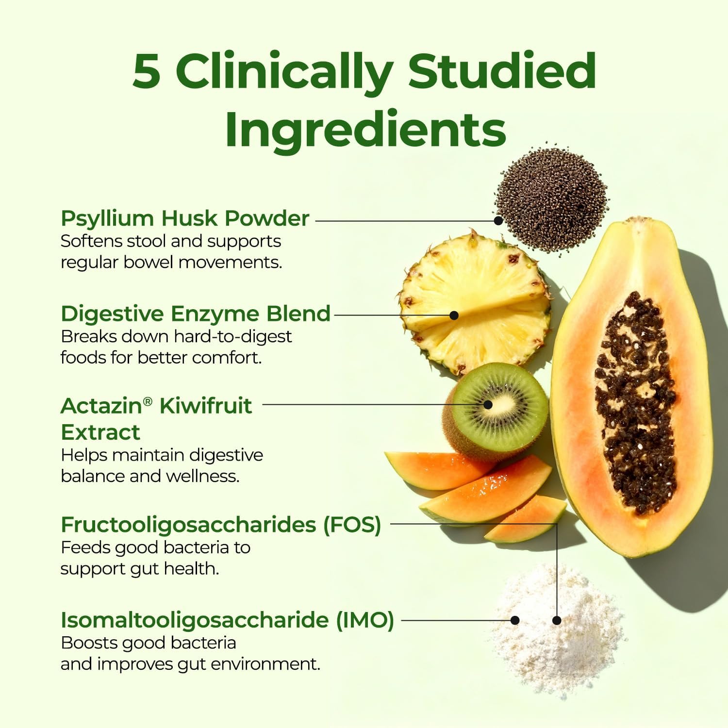 OxyEnergy Organic Psyllium Husk Powder, Natural Kiwi Fruit Fiber Powder Supplement for Soluble Gut Health Bloating Relief & Digestive Health, Vegan, Gluten-Free, Non-GMO Plant-Based, 30 Packets