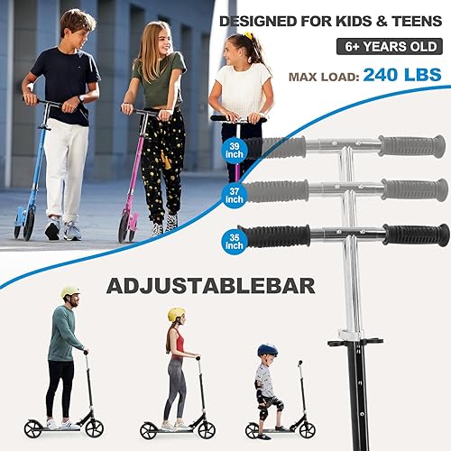 Miniatura 2 de TENBOOM Patinete para mayores de 6 años, niños, adolescentes y adultos. Plegable, ligero, ruedas grandes de 8 pulgadas para niños, adolescentes y