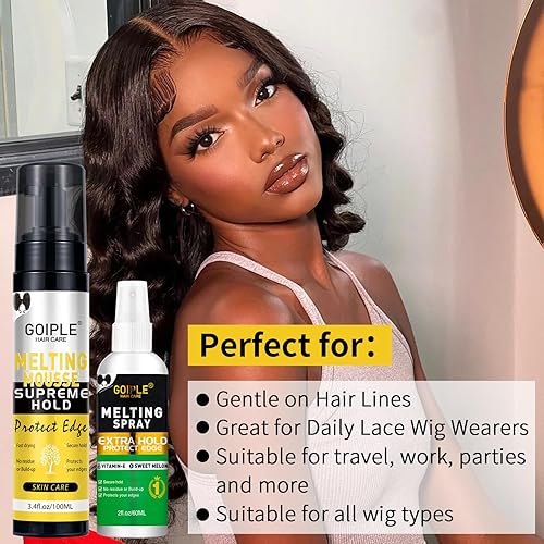 Miniatura 8 de Mousse de encaje de fusión y sujeción sin pegamento adhesivo para pelucas, pegamento de encaje en aerosol de fusión de encaje para extensiones de