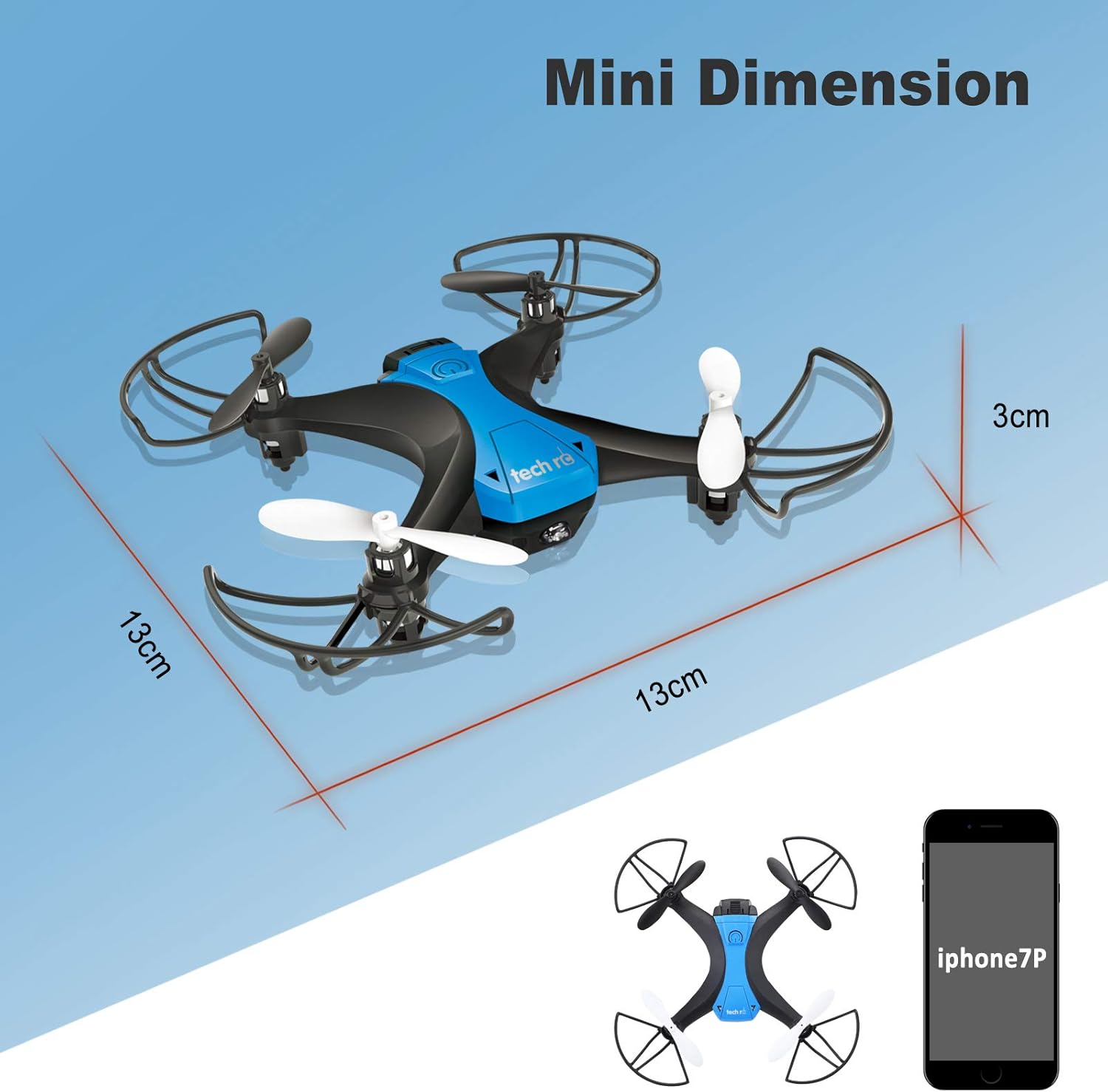 Product Deal tech rc Mini Drone for Kids 20mins Long Flying Time Altitude Hold and Headless Mode, One-Key Flight 360° Flips RC Quadcopter, Full Protect Propellers, Gift Toy for Beginners