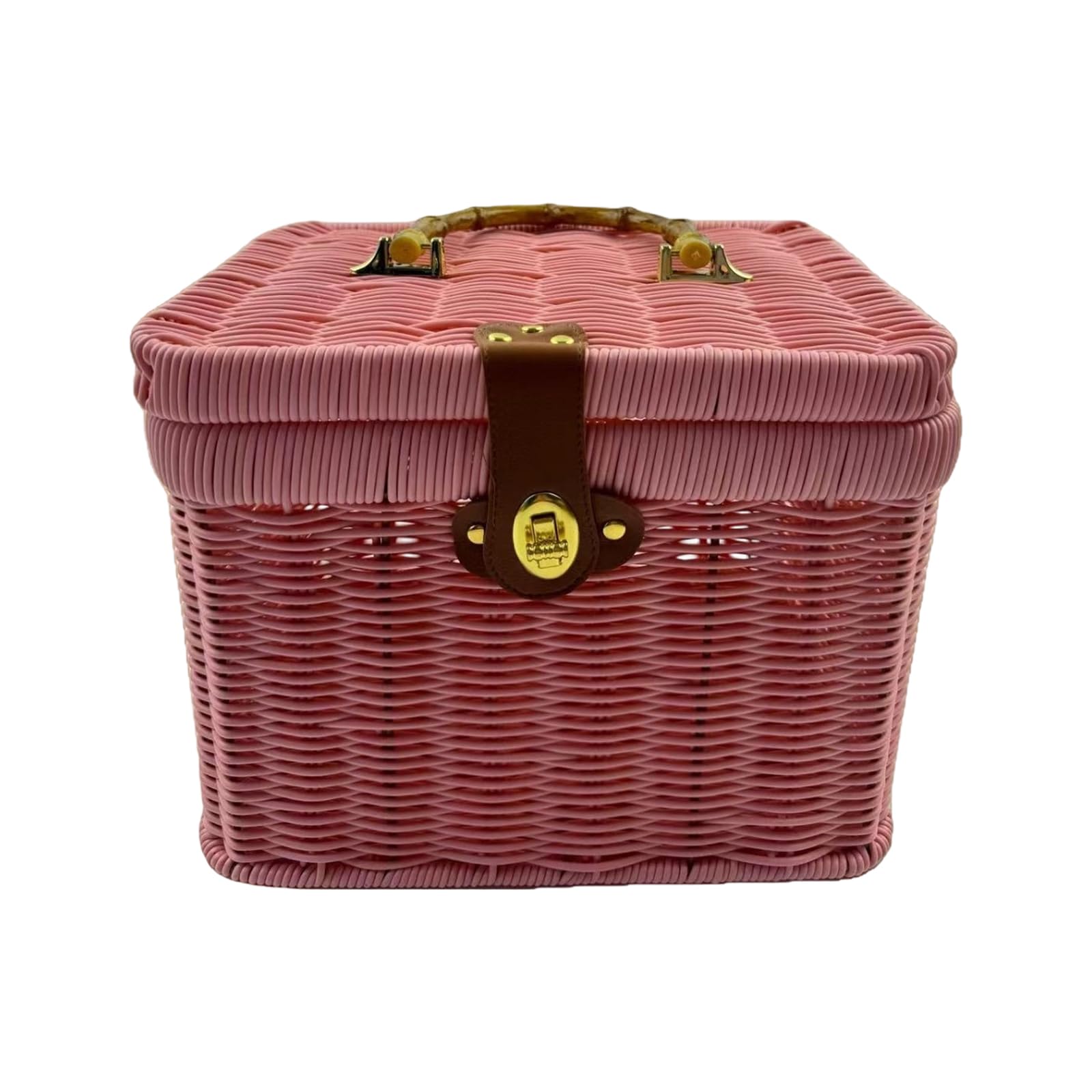 YWLUUOO Stylish Rattan Look Storage Box with Cover and Handle Handwoven Container for Clothes Toy and Household Items Useful Storage Basket with Cover