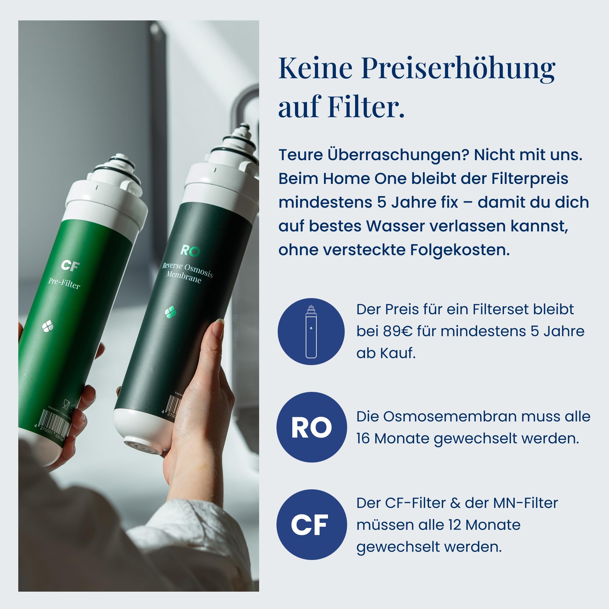 HO3 Home One Zestaw zamienne filtrów 3-częściowy Zestaw filtrów RO, filtr CF, filtr MN