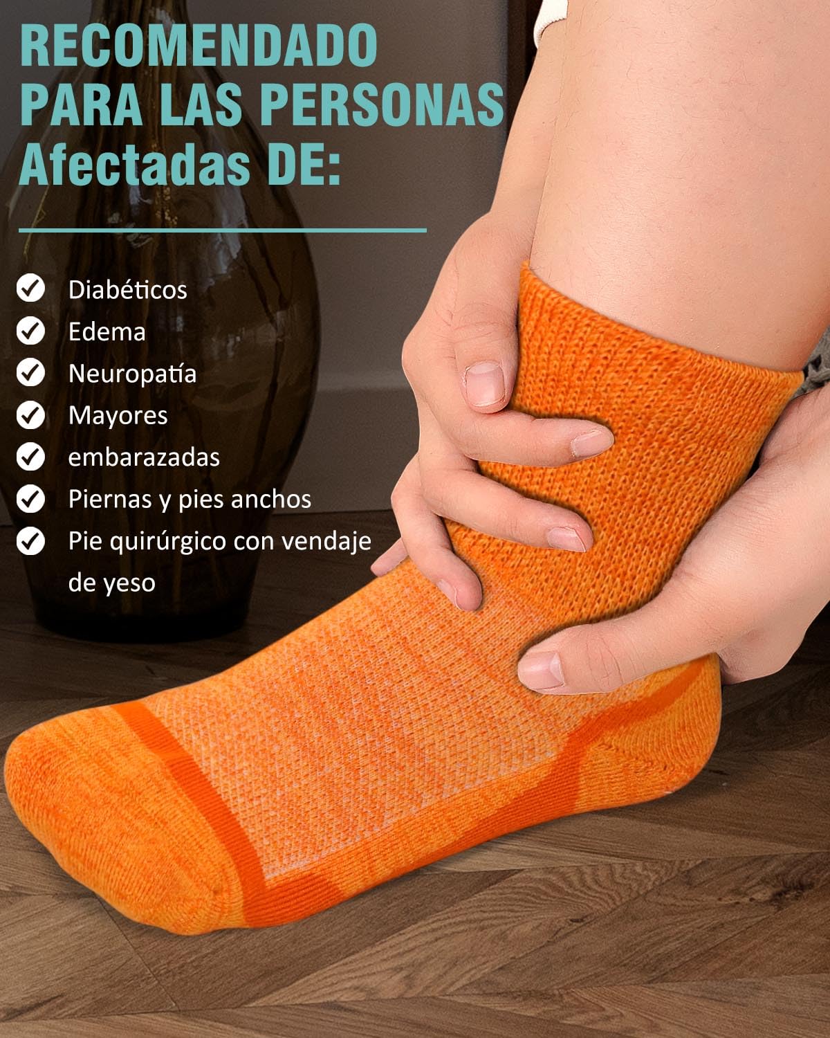Calcetines Diabeticos Hombre Mujer: Calcetines Bambu Sin Costuras Sin Goma Extra Anchos No Aprietan para Pies Hinchados