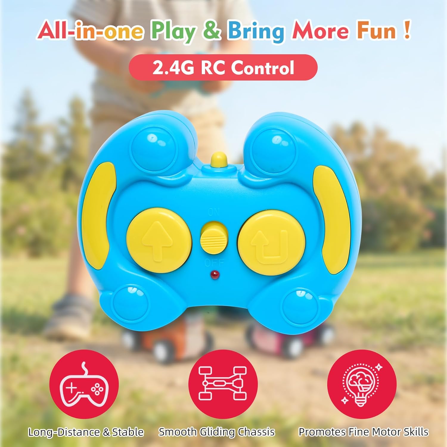 Plush Toy Remote Control Vehicle with 2 Detachable Dolls, Kids Electric RC Toy for Boys Girls Ages 2+, Soft Plush & Durable Design, Suitable for Blocks (Police Car & Fire Truck)