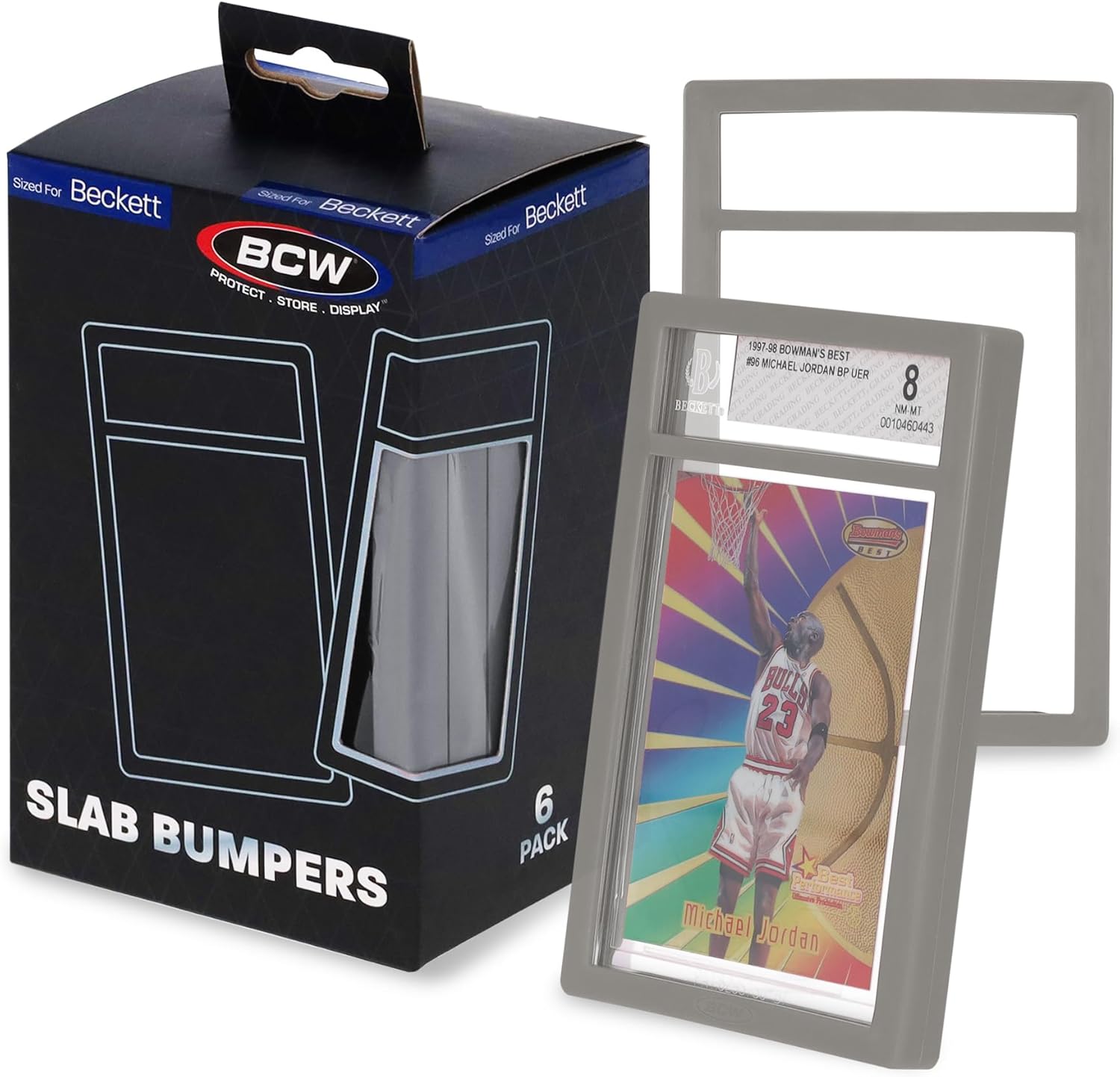 BCW Graded Card Slab Bumpers for BGS Slabs - Silver | 6-Pack Durable TPE Edge Protectors | Shields BGS-Standard Slabs from Scuffs, Chips & Impact Damage | Easy Fit & Non-Slip Grip for Trading Cards