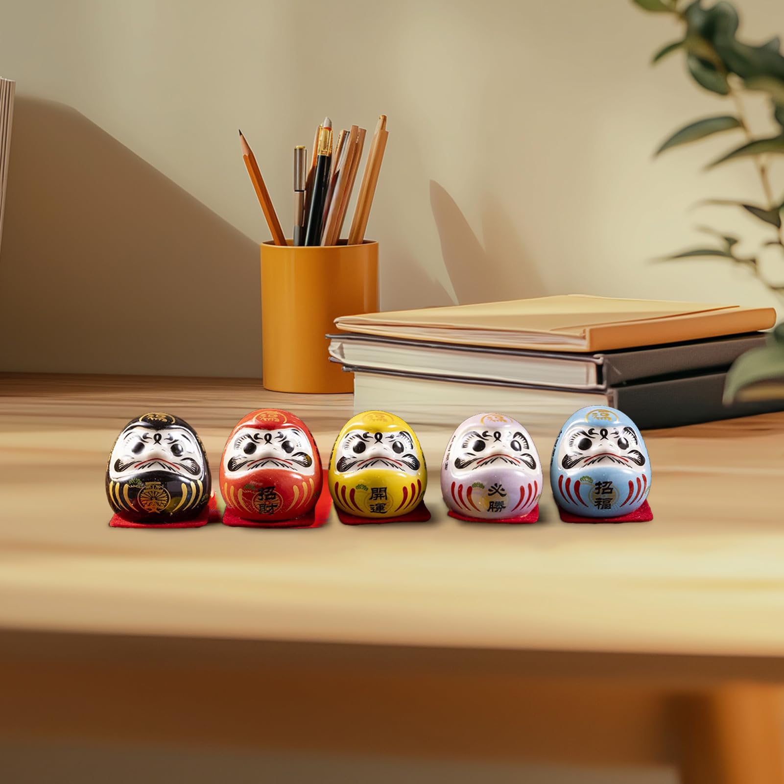 Amazon.co.jp: 日本だるま 小, 一套五个装陶瓷达摩日本达摩娃娃 日本达