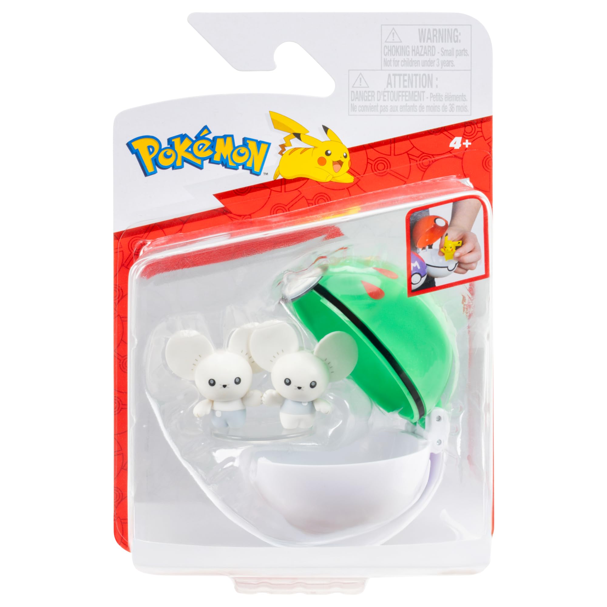 Pokémon PKW4605 Clip and Go Poké Ball - Friends Sledge and Ball Official Poké Ball with 2 in Moving Figure