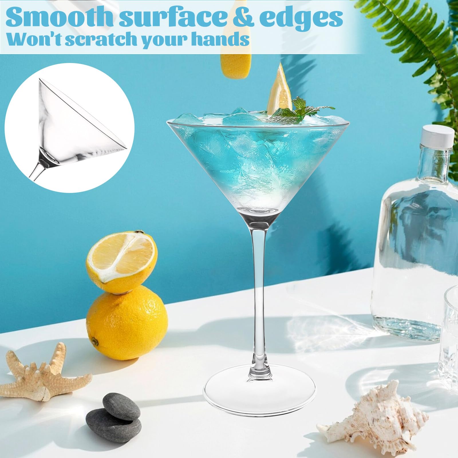 Lot de 4 Verres à Martini - 250 ml - Verres Cosmopolitan - Pour Fête, Maison, Fêtes, etc