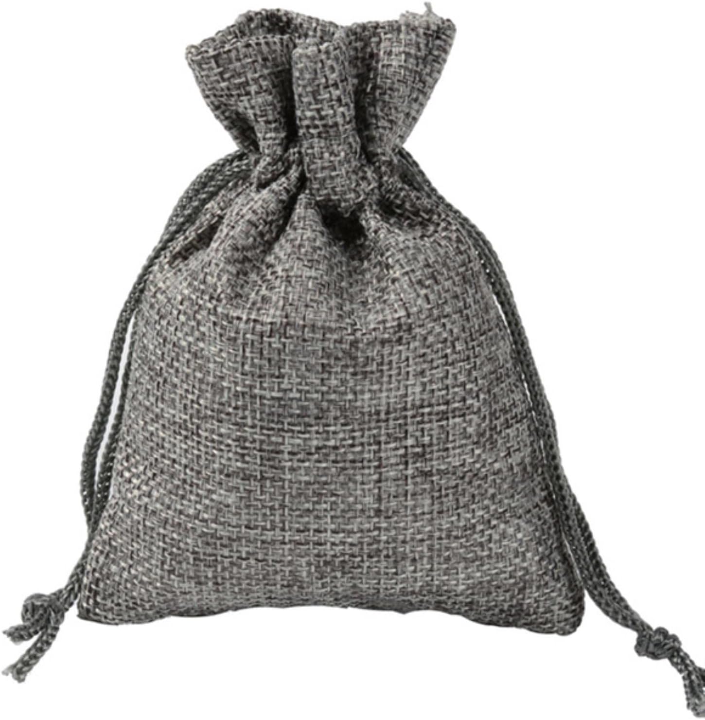 SUNULAN Drawstring Gift Bags,10 Pcs/Lot Natural Burlap Drawstring Gift Bag Jewelry Packaging Bags Wedding Party Candy Favor Bag-Pink,13 * 18 cm(Grey,7 * 9 cm)