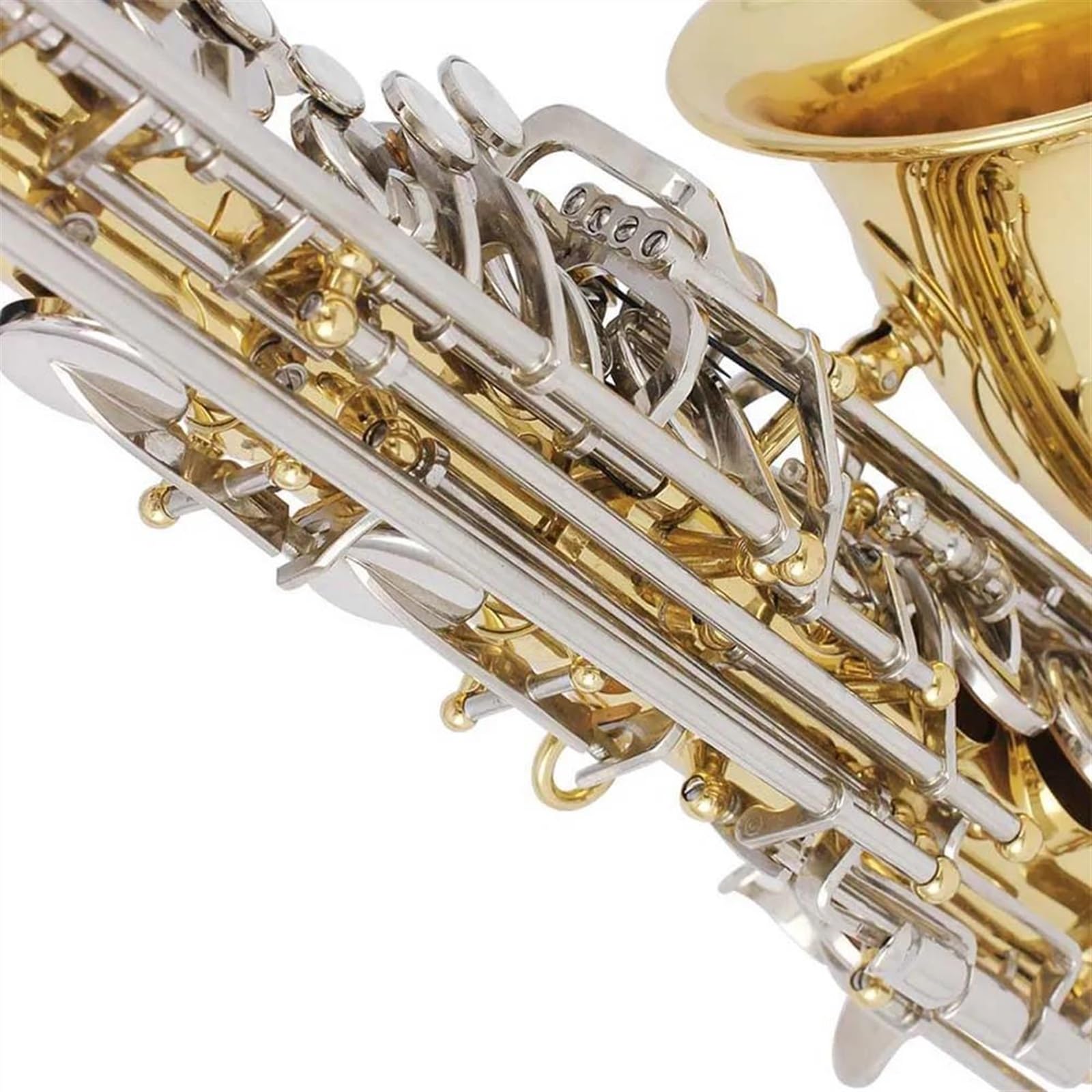 Sassofono per Studenti, Amanti della Musica, Sassofono Contralto in Mi bemolle, Ottone Laccato Oro, Custodia, bocchino e Accessori, Oro, Oro e Argento,Gold Silver