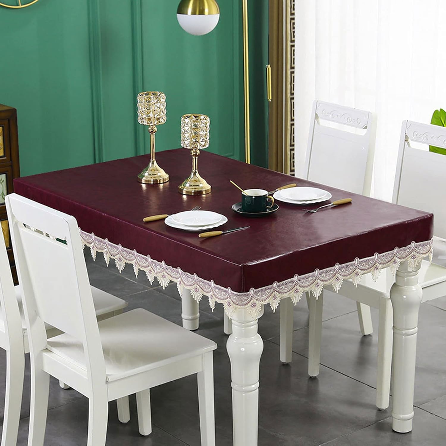 Coffee Table Cloth No-Wash Long Tablecloth Lace Table Cloth Table Cloth Tea Table Mat Dustproof Cover Cloth,B,138 * 75cm