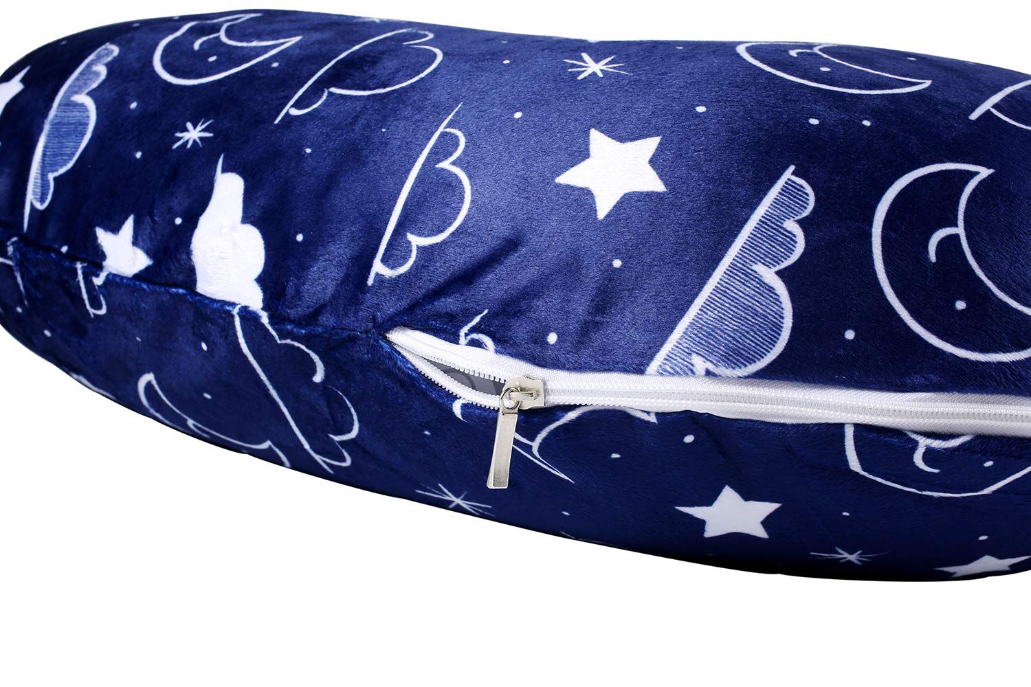 Minky - Funda extraíble para tumbona de recién nacido, funda de almohada de lactancia, suave y cómoda, se adapta a la tumbona Boppy (azul marino, estrellas y nubes), grande